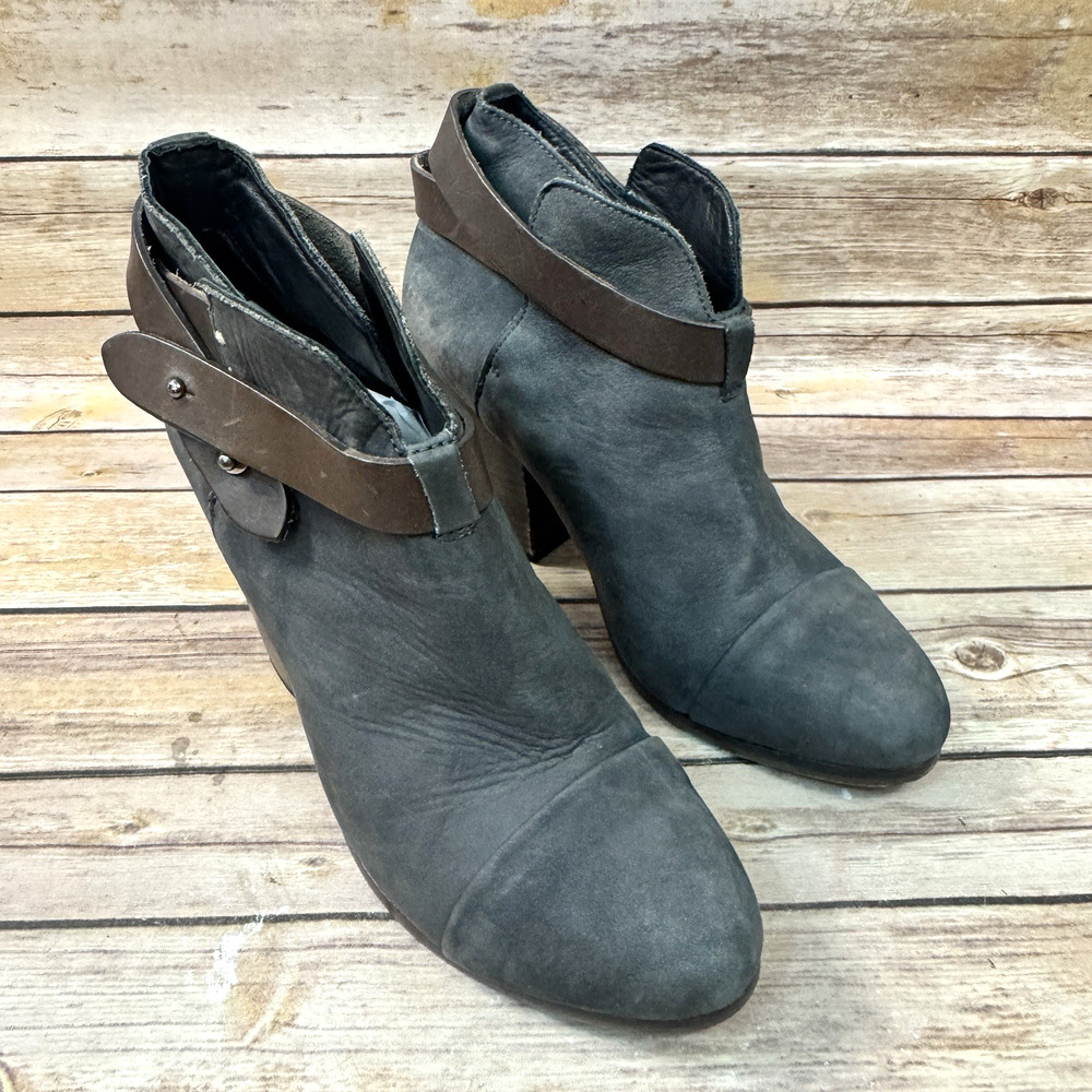 Rag & Bone Womens Gray Italian Nubuck Leather Cap Toe Harrow Ankle Boots 38.5